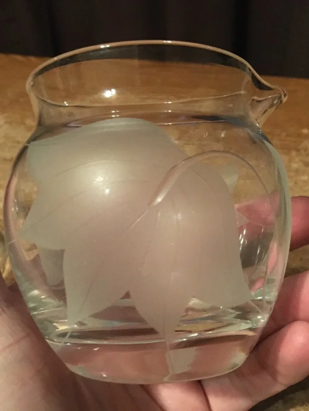GLASS CONDIMENT JAR WITH LID FROSTED LEAVES